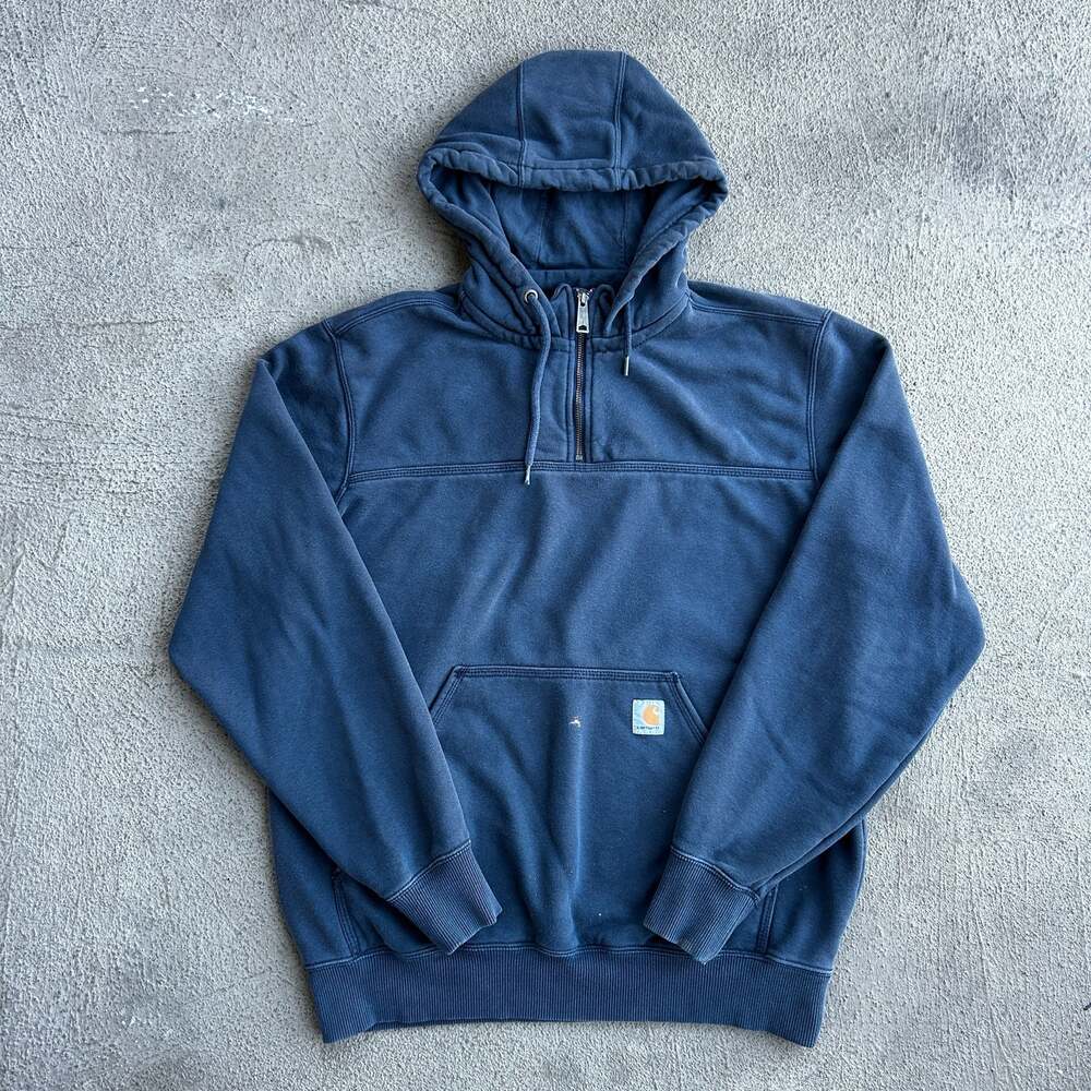 Carhartt Paxton Rain Defender 1/4-Zip Hooded Sweatshirt Navy Men’s L Tall
